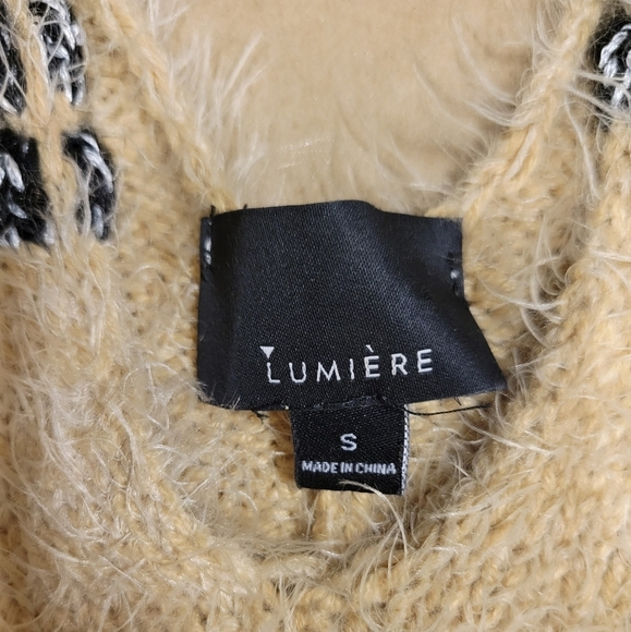 Lumiere Beige & black ultra soft fuzzy sequin dolman sweater Size S - Picture 10 of 12